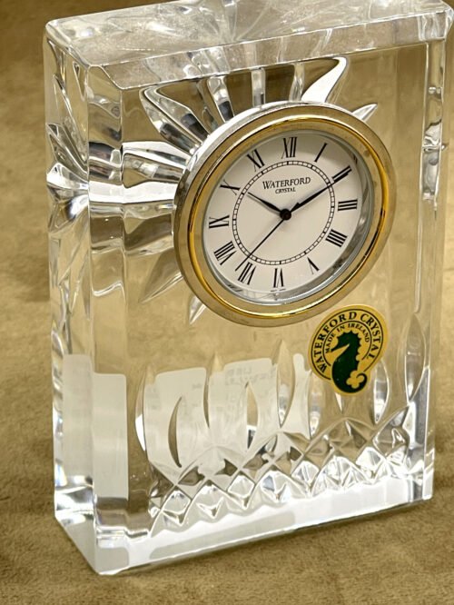NWT NEW Waterford Lead Crystal Lismore Small Desk Clock 4'' Tall Glass Ireland