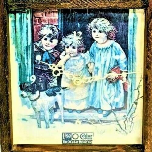 O-Cedar Rare Vintage Wall Clock Shelf Wood Furniture Polish Promo Christmas Kids