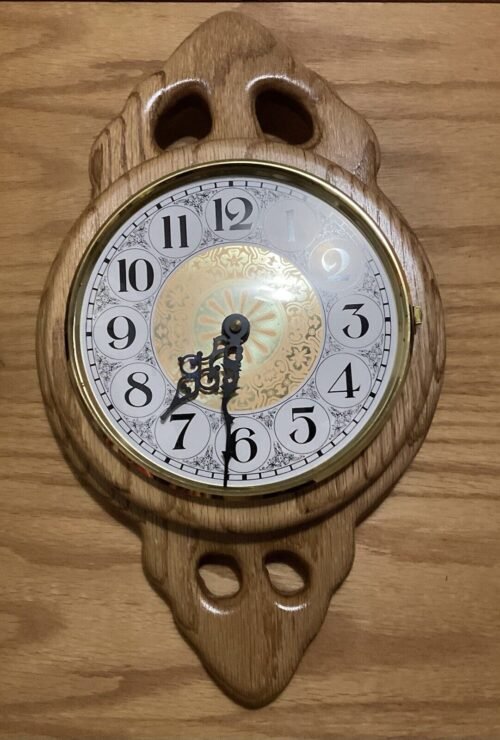 oak wood wall clock (tested) Vintage