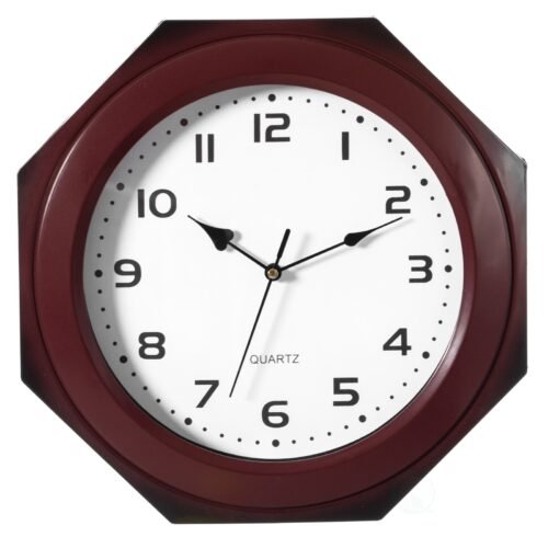Octagon Shaped 11.6-inch Wall Clock - Decorative Wood-Look