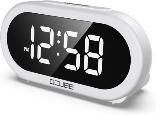 OCUBE LED Digital Alarm Clock with 5 Optional Alarm Sounds, USB Charging Port,