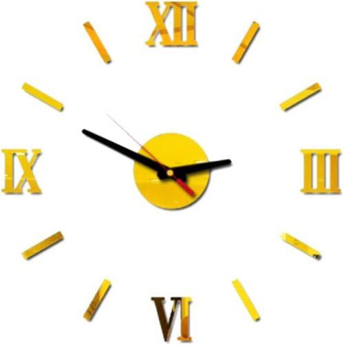 Office Decor Large 3D DIY Wall Clock Frameless Wall Clock Big Roman Numerals Clo