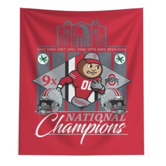 Ohio State Buckeyes NCAA 2024 FBC 9X Champs Multi-Color Wall Hanging 50...