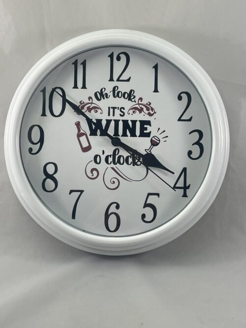 Oh Look It's Wine O'Clock Kitchen Sign Wall Clock