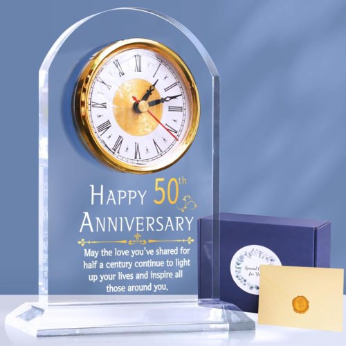 Okiyid 50Th Anniversary Wedding Gift, Anniversary Quartz Clock, Desk Table Clock