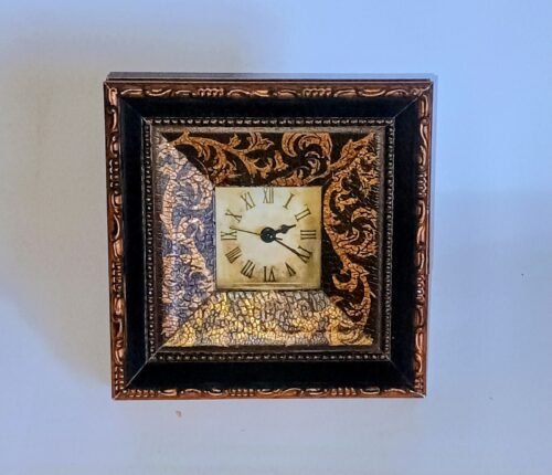 Old Finish Wall Clock, Square Clock 7" X 7" X 1 3/4"