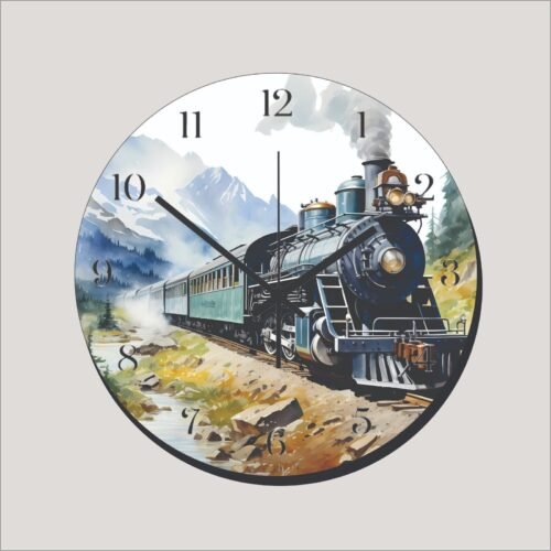 Old Locomotive Train Wall Hanging Wall Clock art Time Piece Home Decor