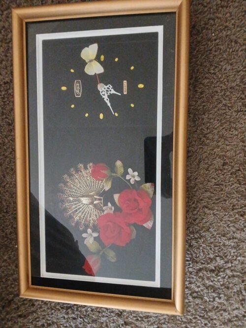 Old School Clock You Hang On The Wall Add Battery. With Beautiful Bird Inside.