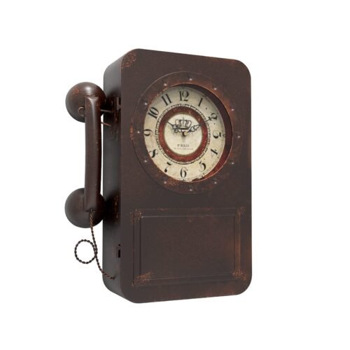 Old Telephone Wall Clock with Safe, Battery Operated Quartz Metal Wall Clocks...