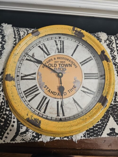 OLD TOWN 14.5" WALL CLOCK Standard Time Est. 1863 Clock Home Decor Rustic