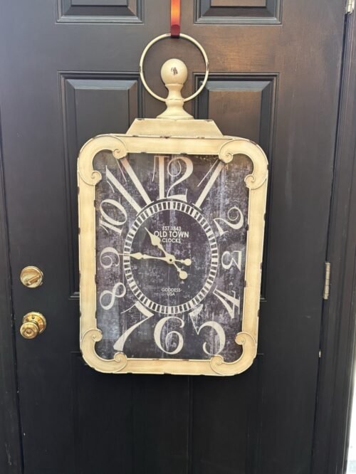 Old Town Wall-Mounted Clock Distressed Metal Battery-Operated