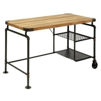 Olga 47.25 in. Rectangle Antique Black Wood Frame No Drawer Writing Desk