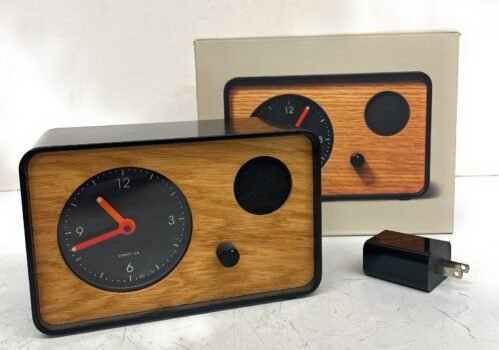 OneClock Minimalist Bedroom Analog Waking Alarm Clock, Black Oak