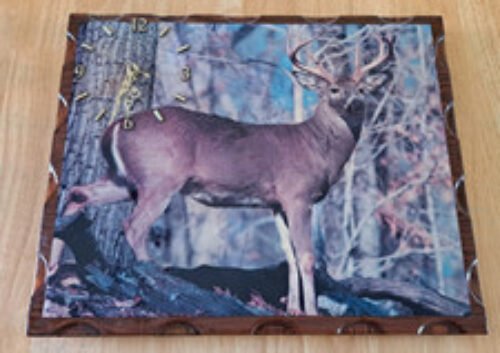 One of a kind handmade wood Deer picture clock