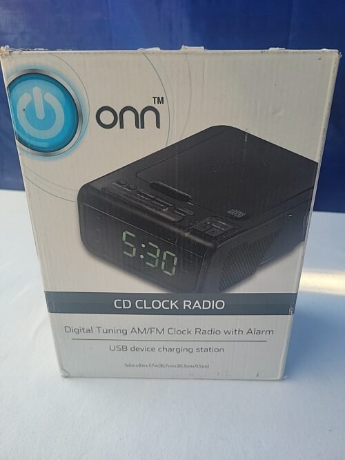 ONN Digital Tuning Am/Fm Alarm Clock Radio USB Cell Phone Charge Port Cd Player
