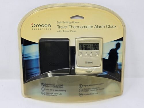Oregon Scientific RM836S Atomic Travel Thermometer Alarm Clock w/ Case - NEW