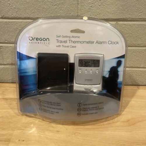 Oregon Scientific RM836S Atomic Travel Thermometer Alarm Clock With Travel Case