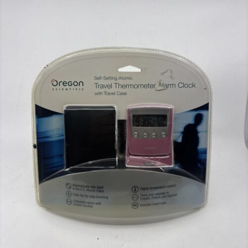Oregon Scientific Self-Setting Atomic Travel Alarm Clock w/ Travel Case NEW