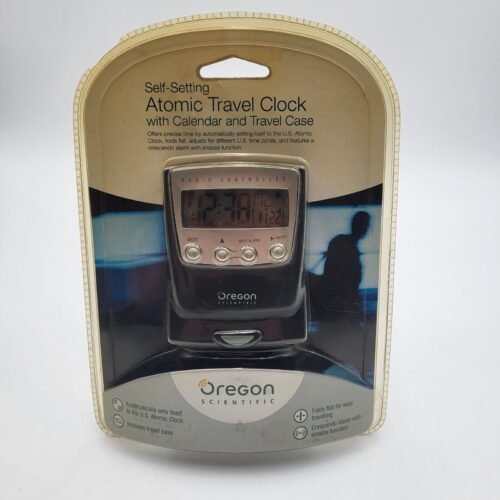 Oregon Scientific Self-Setting Atomic Travel Clock with Calendar and Travel Case