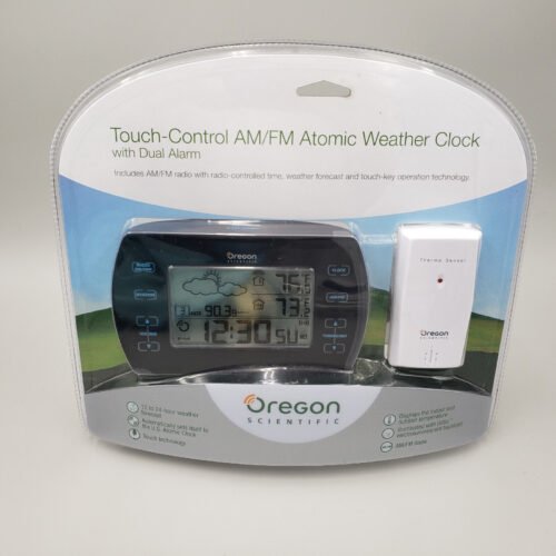 Oregon Scientific Touch Control AM FM Atomic Weather Clock Dual Alarm Brand New