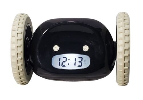Original CLOCKY Rolling Alarm Clock For Heavy Sleepers Black TESTED SEE VIDEO