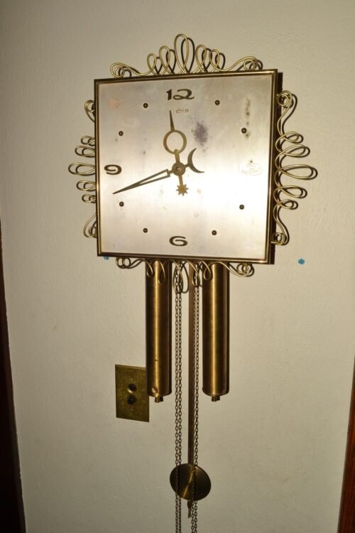 OSCAR HEISS German MCM 1960s Vintage CHAIN WEIGHT DRIVE WALL CLOCK PARTS/REPAIR