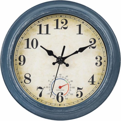 Outdoor Clocks Waterproof with Thermometer Combo Rustic Coastal Beach Wall Clock