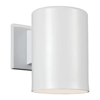 Outdoor Cylinder Collection 1-Light White Outdoor Wall Lantern Sconce