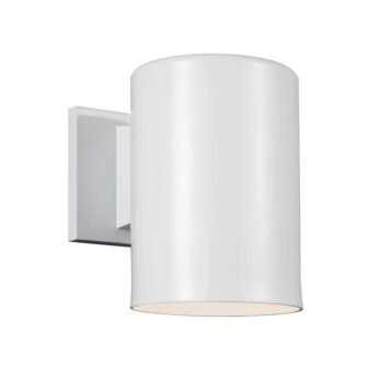 Outdoor Cylinders 1-Light White Outdoor Wall Lantern Sconce with LED Bulb