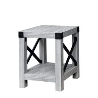 Outdoor Garden Patio Square Wooden Small End Table Side Table in Gray
