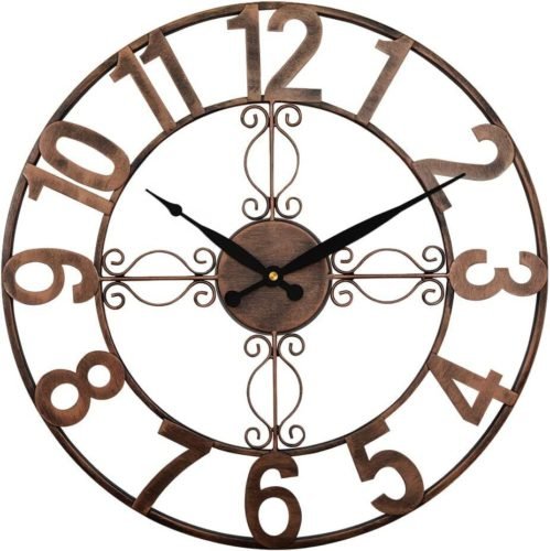 Outdoor Indoor Retro Wall Clock Waterproof, 18 Inch Metal Cut Out Large