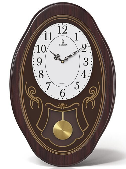 Oval Pendulum Wall Clock w/ Melodies & Westminster Chimes for Home Decor & Gift