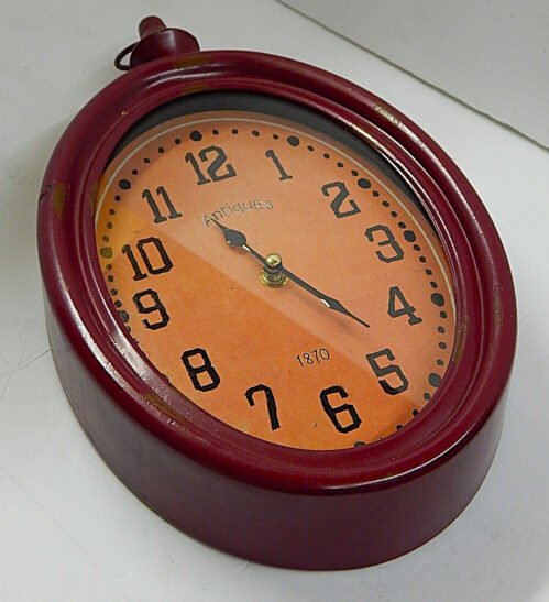 Oval Wall Clock - AA battery - Metal Frame - Glass Front - FREE SHIPPING!