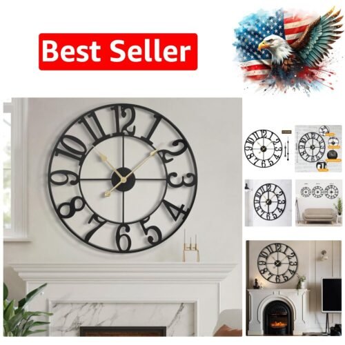 Oversized 19-Inch Battery-Operated Wall Clock - Silent Metal Beauty for Indoors