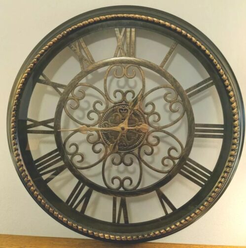 Oversized Analog Wall Clock Vintage Elegance Stylish 20 Inch Ornate