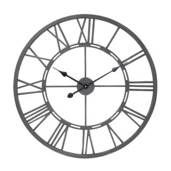 Oversized Roman 27 in. Dia Gray Round Wall Clock