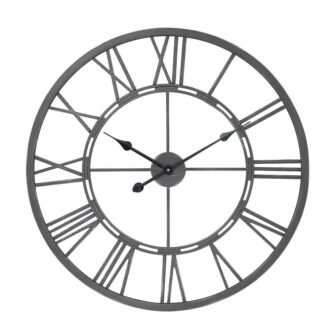 Oversized Roman 27 in. Dia Gray Round Wall Clock