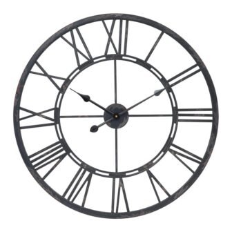 Oversized Roman 27 in. Dia Matte Black Round Wall Clock