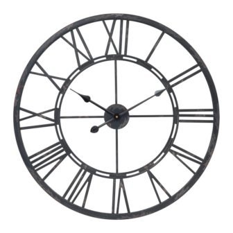 Oversized Roman 27 in. Dia Matte Black Round Wall Clock