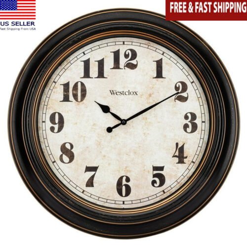 Oversized Round Glass Wall Clock Quartz Analog 24 In Battery-Operated Classic