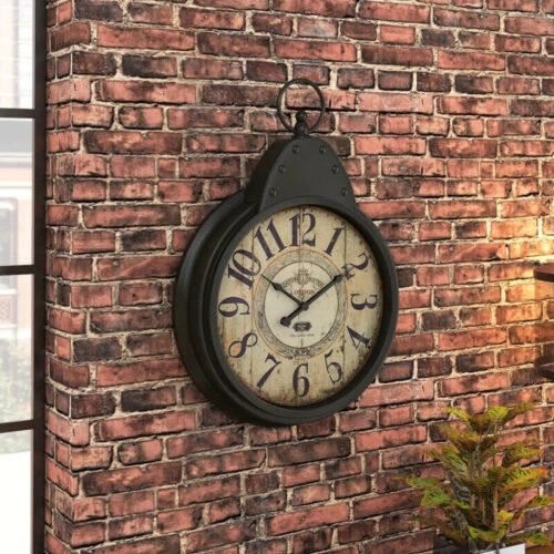 Oversized Wall Clock Rustic Berlin London Coffee Shop Aged Vintage Style 28x20