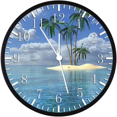 Palm Tree Beach Wall Clock 12" Large Personalized option with adding names X27