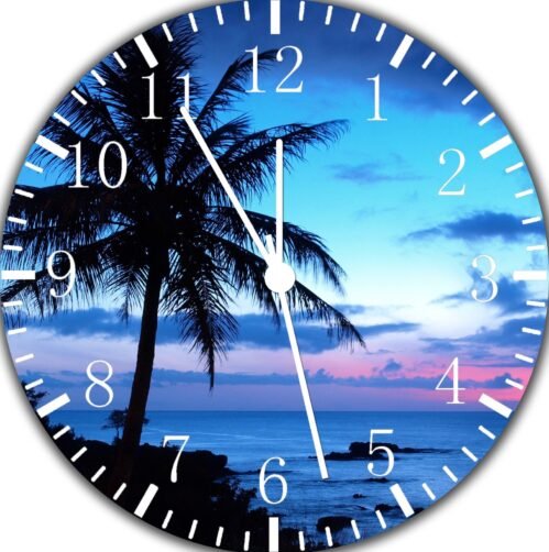 Palm Tree Sunset Frameless Borderless Wall Clock Nice For Gifts or Decor X63