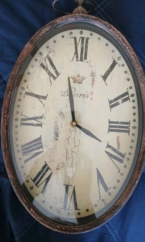 Paris Oval Zentique Roman Numberals Clock 15x8 metal wall clock
