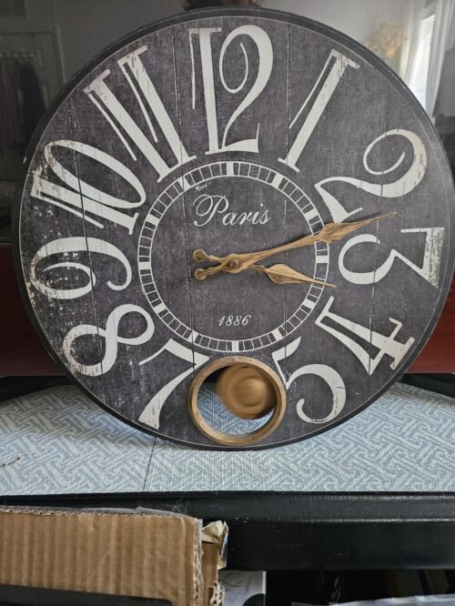Paris Wall Clock 21" Large Battery Operated Round Clock