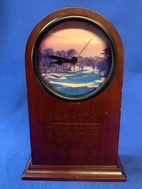 “Passion” Engraved Mahogany Desk Clock With Inspiration Message Pre-owned