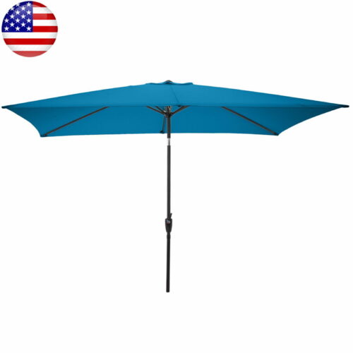 Patio Umbrella 10ft Rectangular Outdoor Sun Protection Sturdy Steel Turquoise