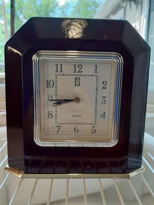 Paul Sebastion Inc 1997 Desk Shelf Mantel Wood Clock Mahogany Finish 7" Works