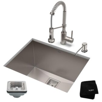 Pax 24 in. Undermount Single Bowl Stainless Steel Kitchen Sink with Faucet 2