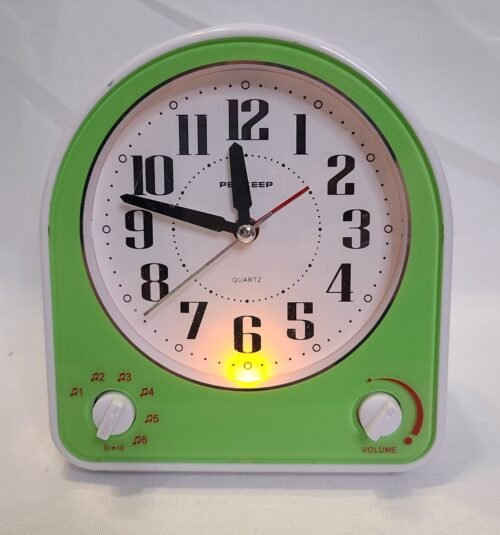 Peakeep Battery Non-ticking Alarm Clock Snooze Nightlight Multi-sound Analog !